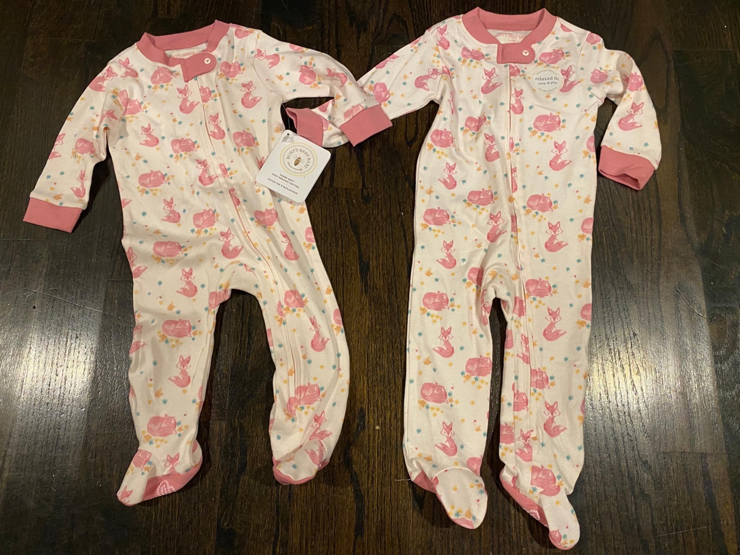 Two Burt’s Bees Organic Footy Pajama Sets
