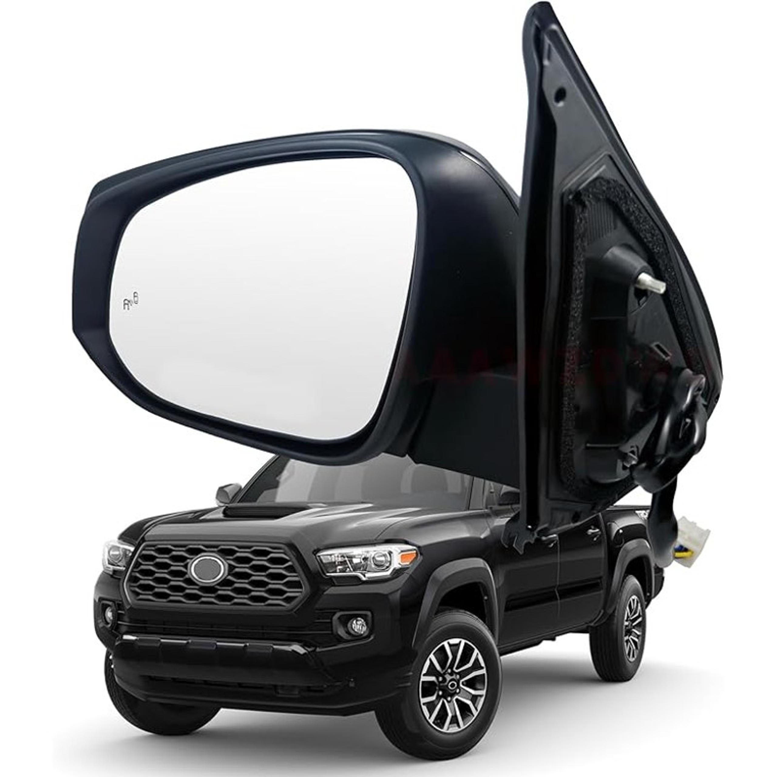 Black Left Driver Side Mirror For Toyota Tacoma 2016-2022-Power
