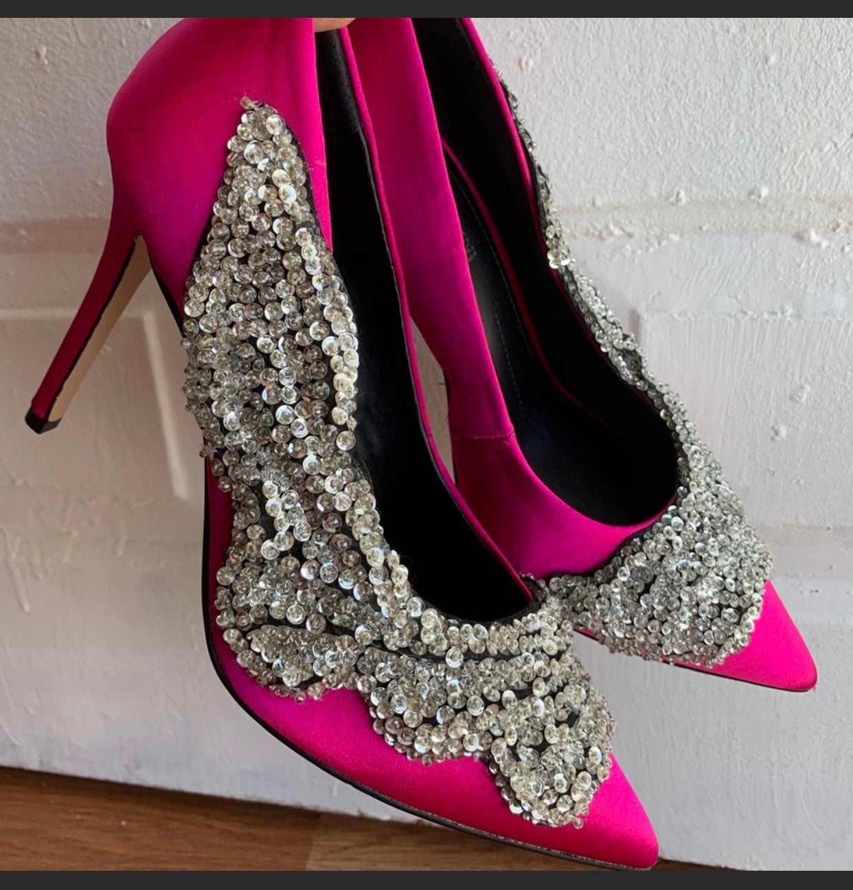 Gianni Bini Crystino Satin Sequin Pink Heel