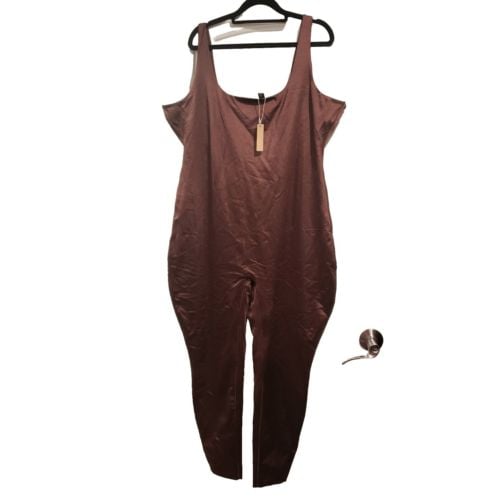 SKIMS All-In-One Shine Square Neck Tank Jumpsuit Bodysuit Bodycon Cocoa 4X
