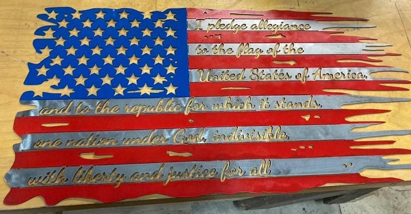 Metal American Flag Sign I Pledge Alligence