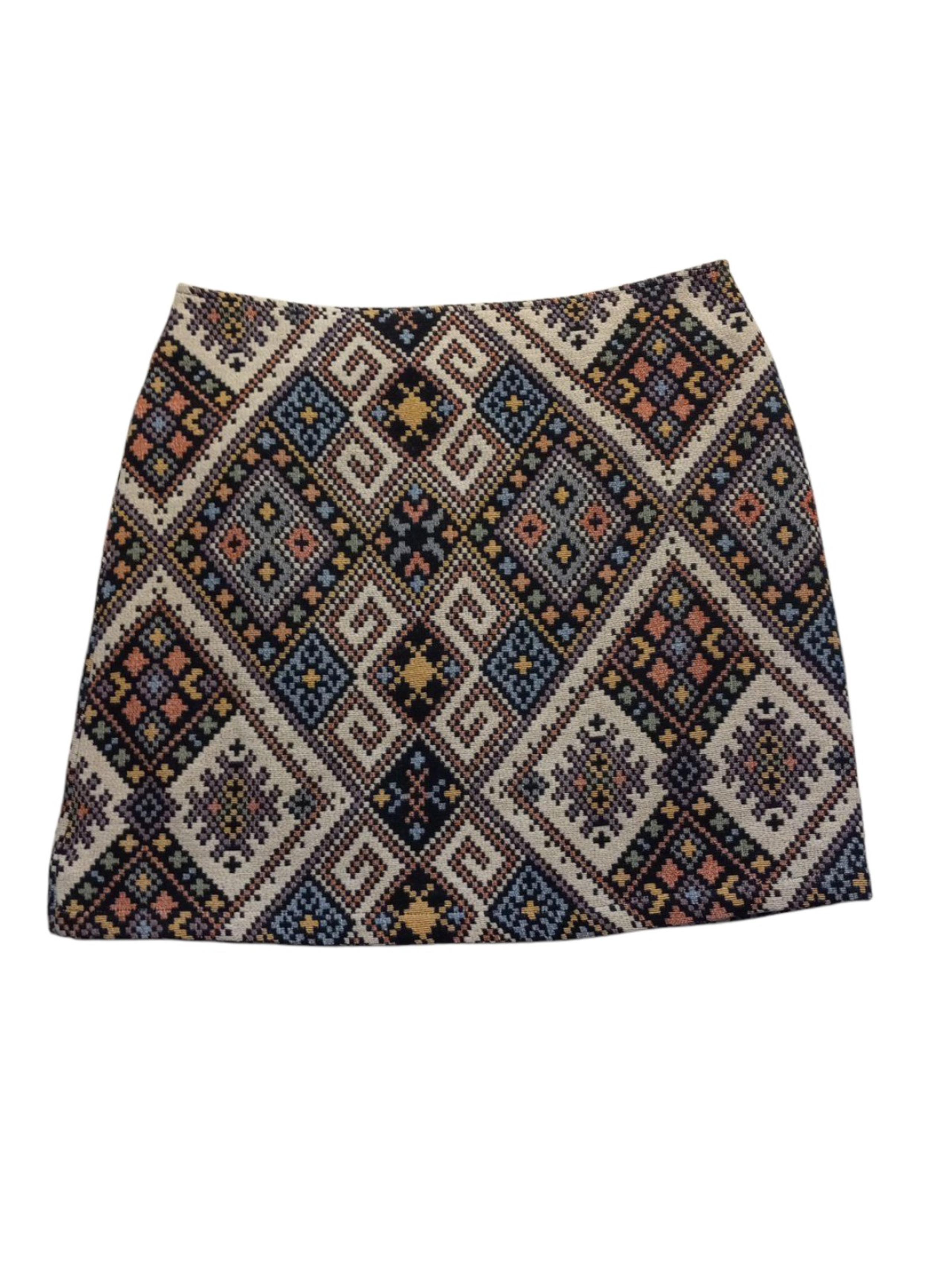 THML geometric print mini skirt with back zip size L
