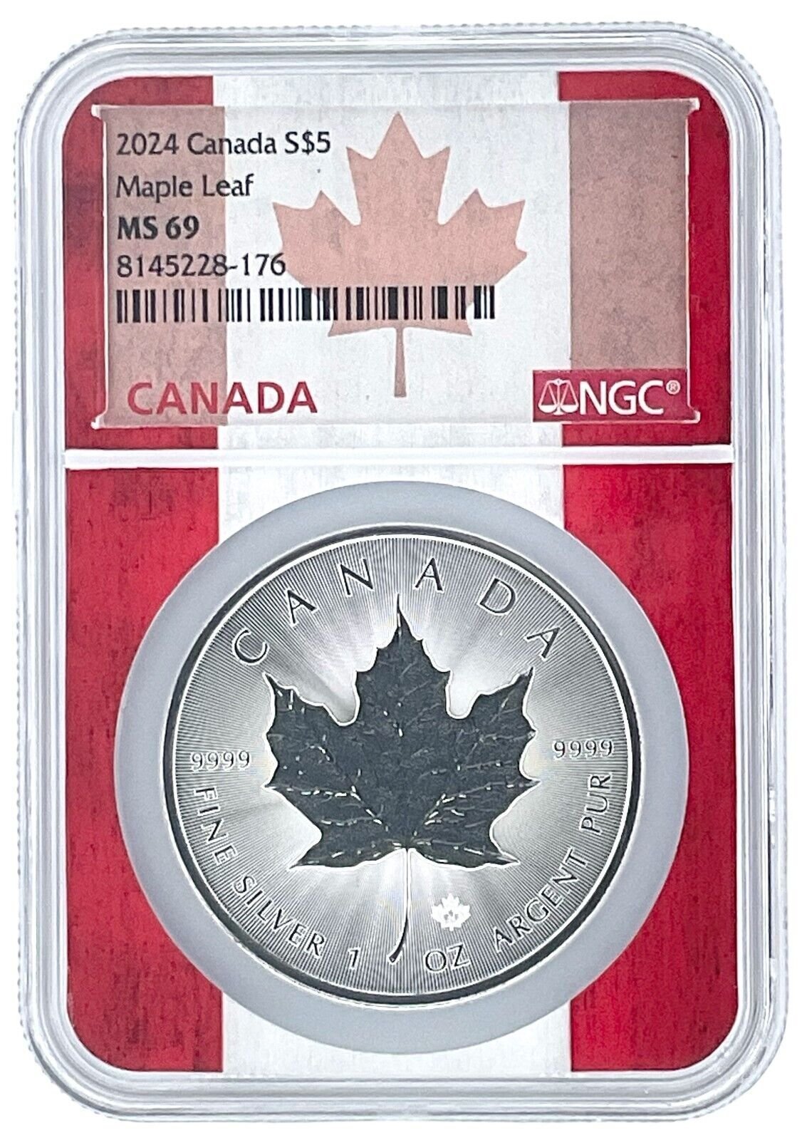 2024 Canada 1oz Maple Leaf NGC MS69 - Flag Picture Core
