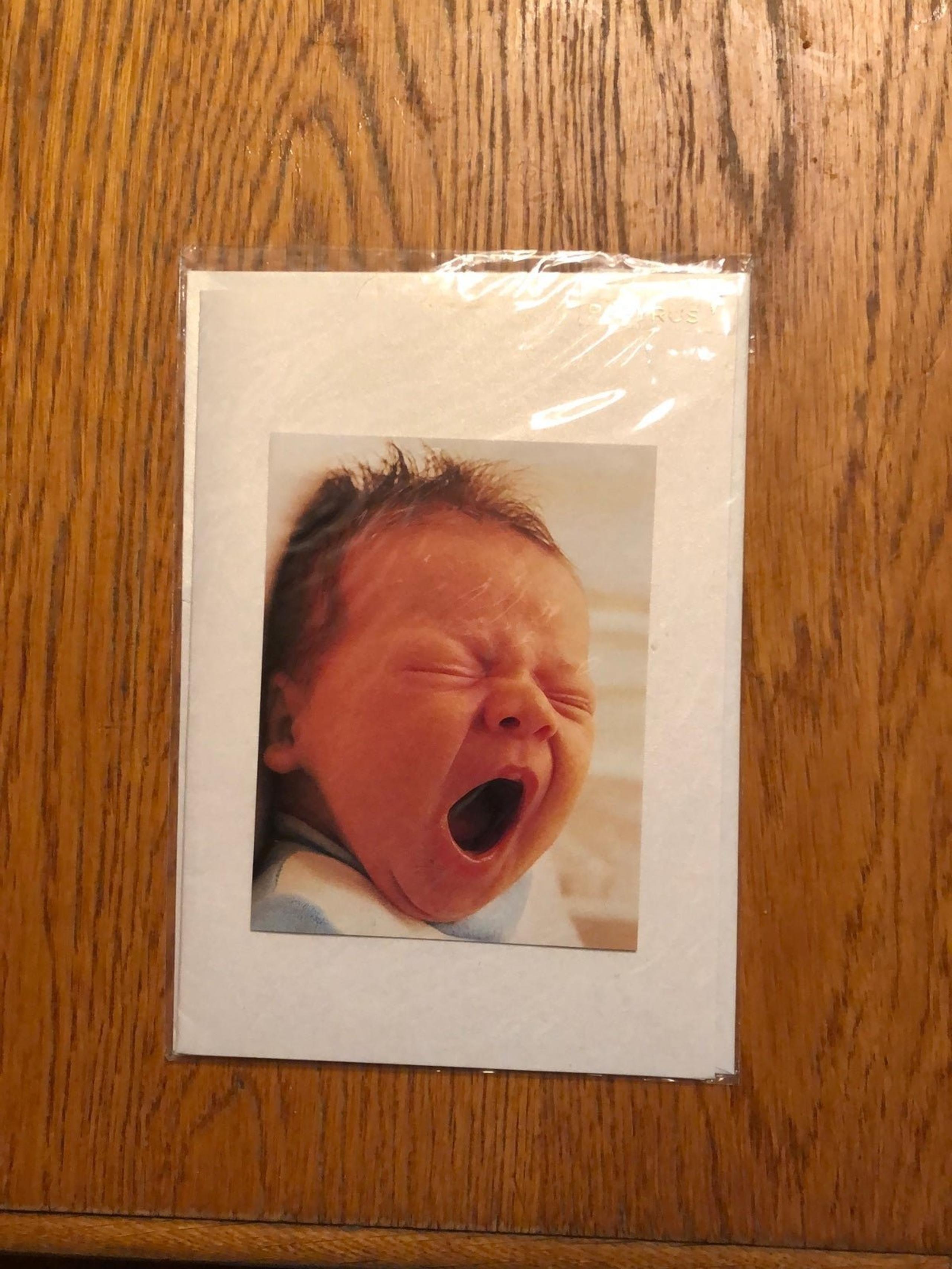 Papyrus Yawning Baby New Baby Card with Envelope