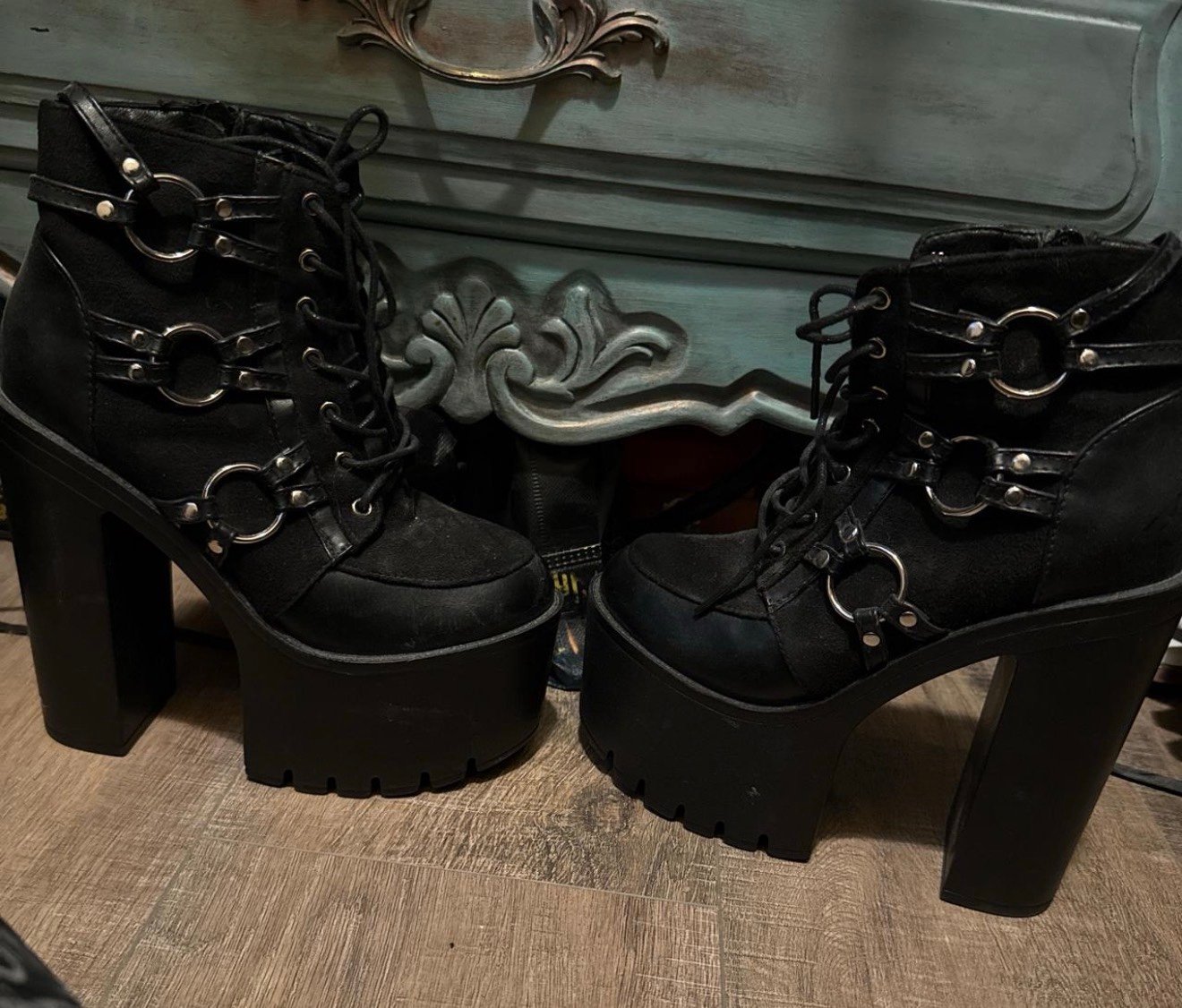 Gothic Motorcycle Ankle Heeled Boots