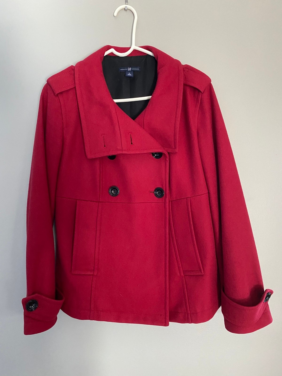 Women’s gap red wool pea coat medium
