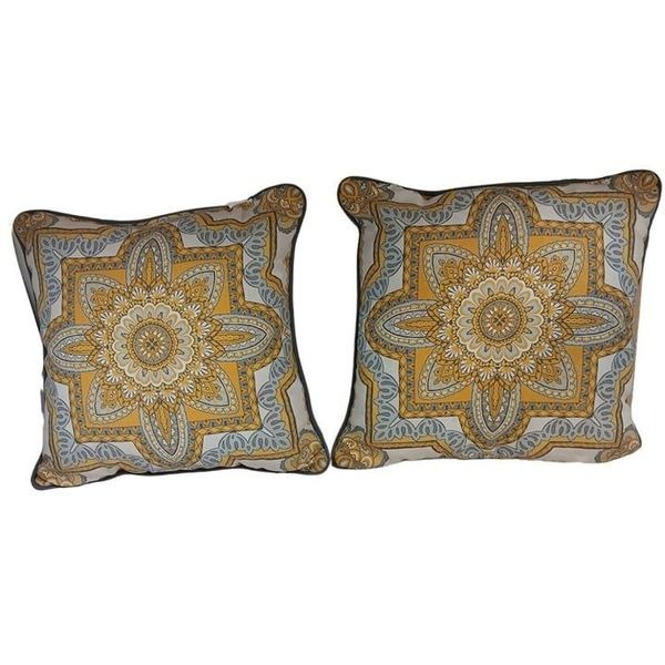 Pillow Perfect Outdoor Indoor Malacca Mandala Yellow Throw Pillows, 18.5 Patio