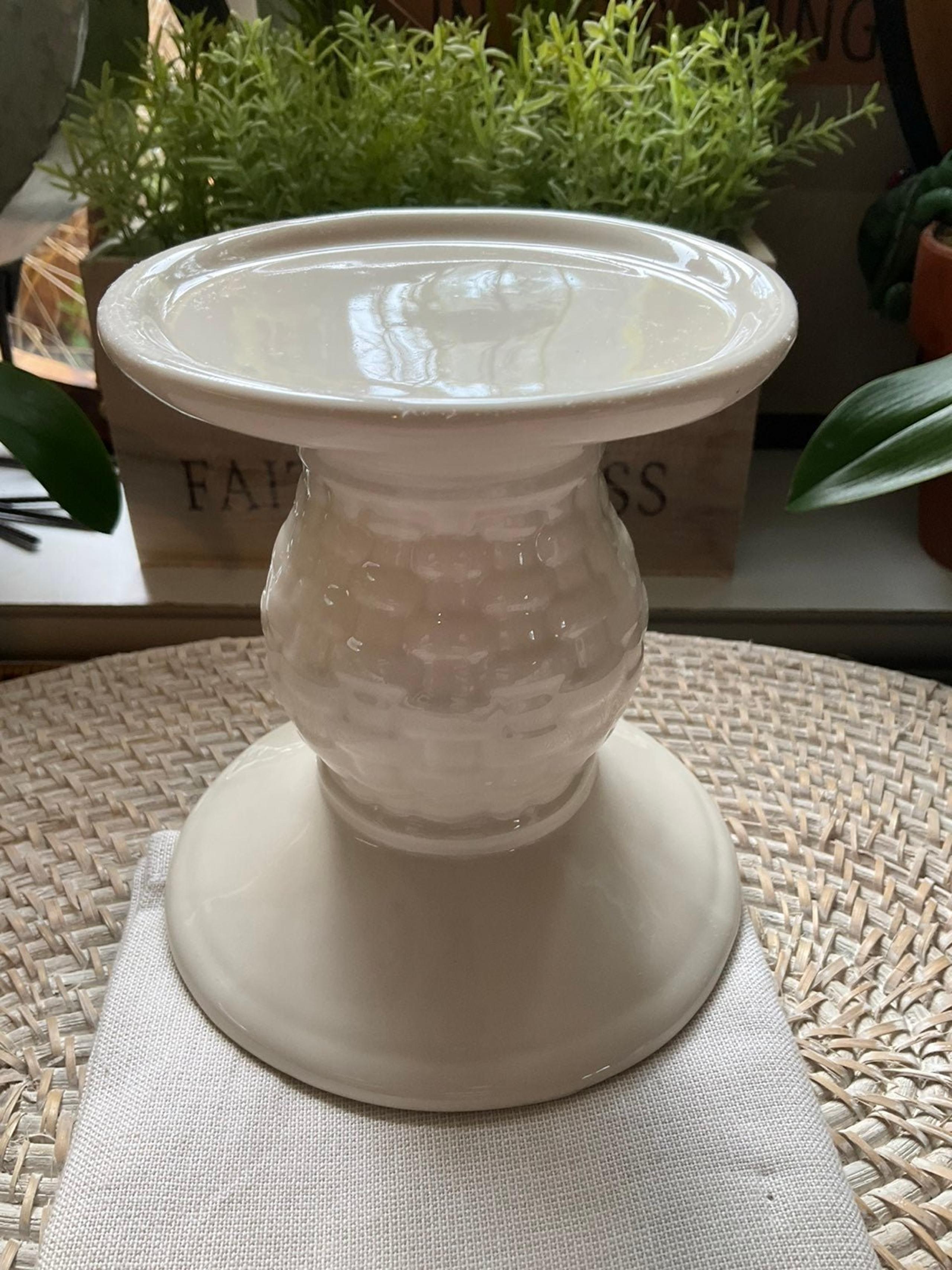 LONGABERGER Pottery Woven Traditions Ivory Pillar Candle Stand