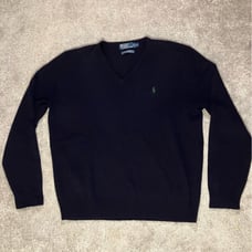 Polo Ralph Lauren Men’s Navy Blue 100% Lambswool V-Neck Sweater Size XL