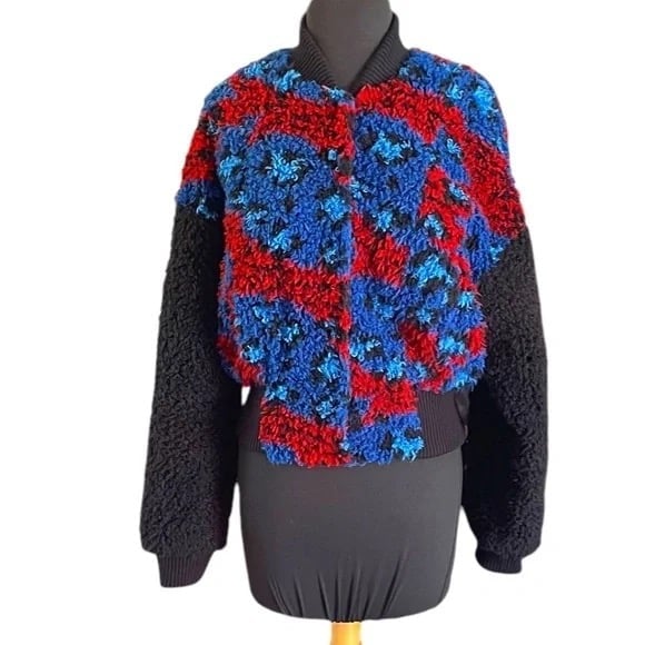 Kenzo x H&M Faux Fur Embroidered Women's Bomber Jacket, Size 6