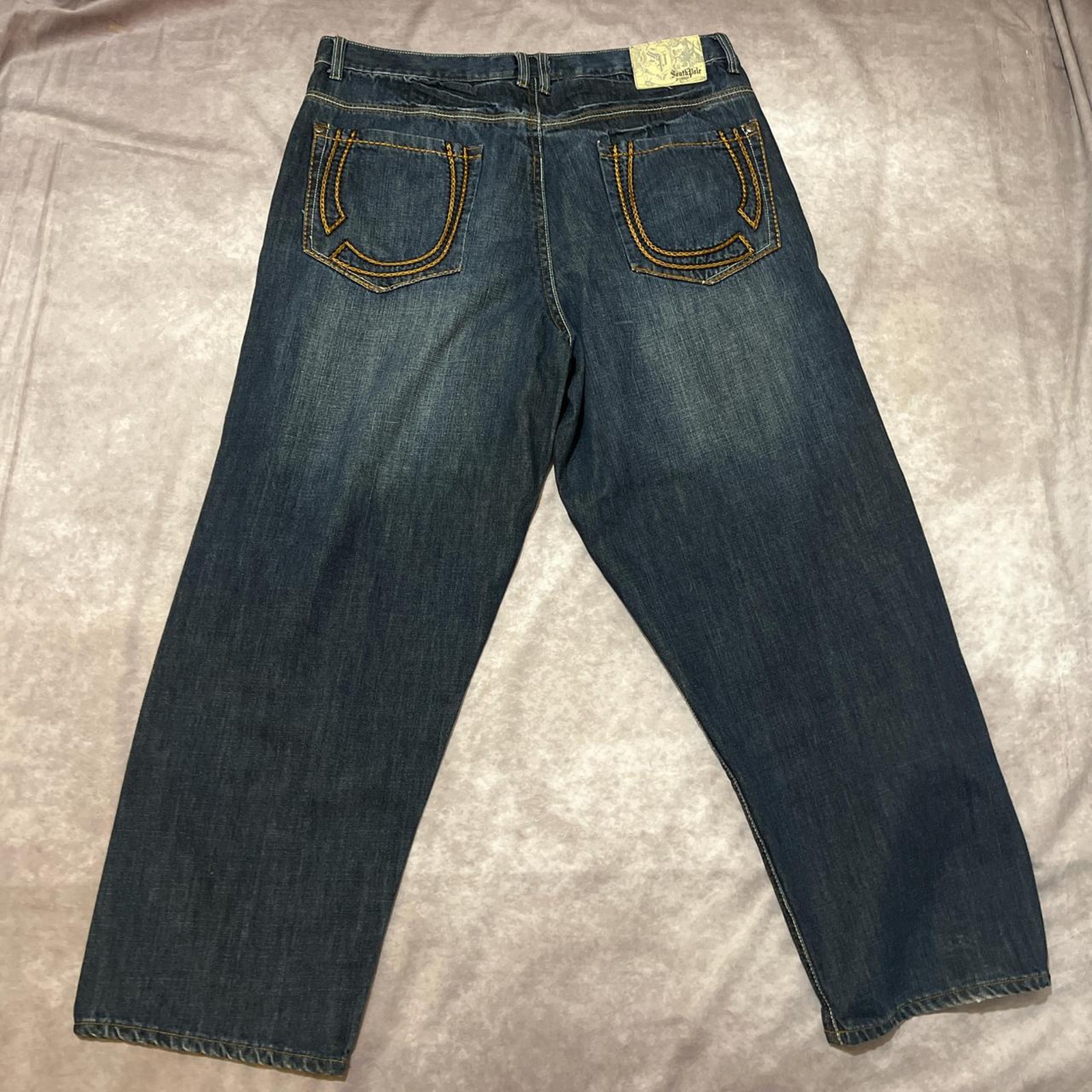 VINTAGE Southpole Premium Y2K Baggy Embroidered Jeans Blue size 44