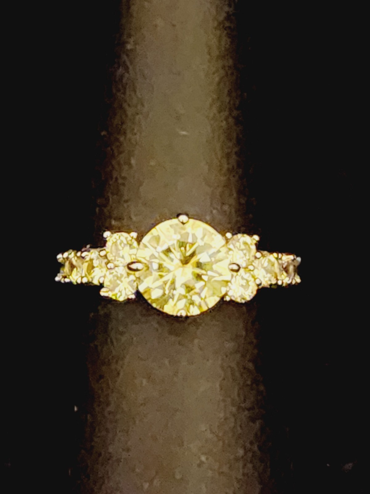 Round Cut Brilliant Faceted Yellow Gemstone 925 Sterling Silver Band Ring Sz 7 *