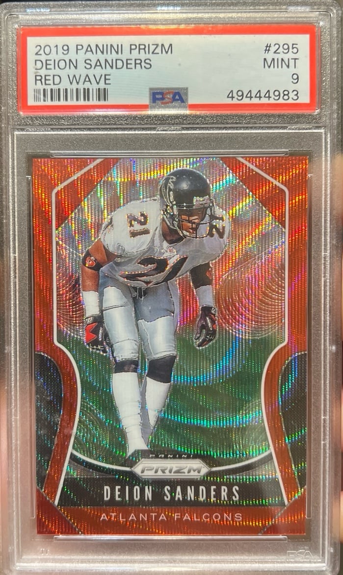 Deion Sanders #295 2019 panini prizm red wave /149 PSA MINT 9