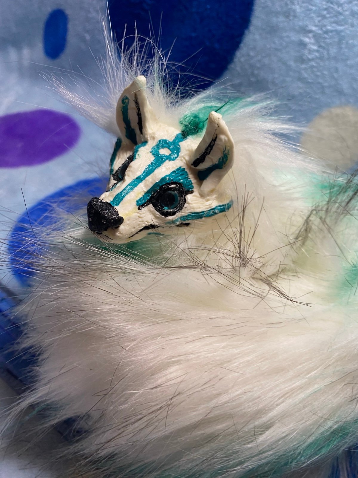 Teal wolf bendable poseable plush buddy