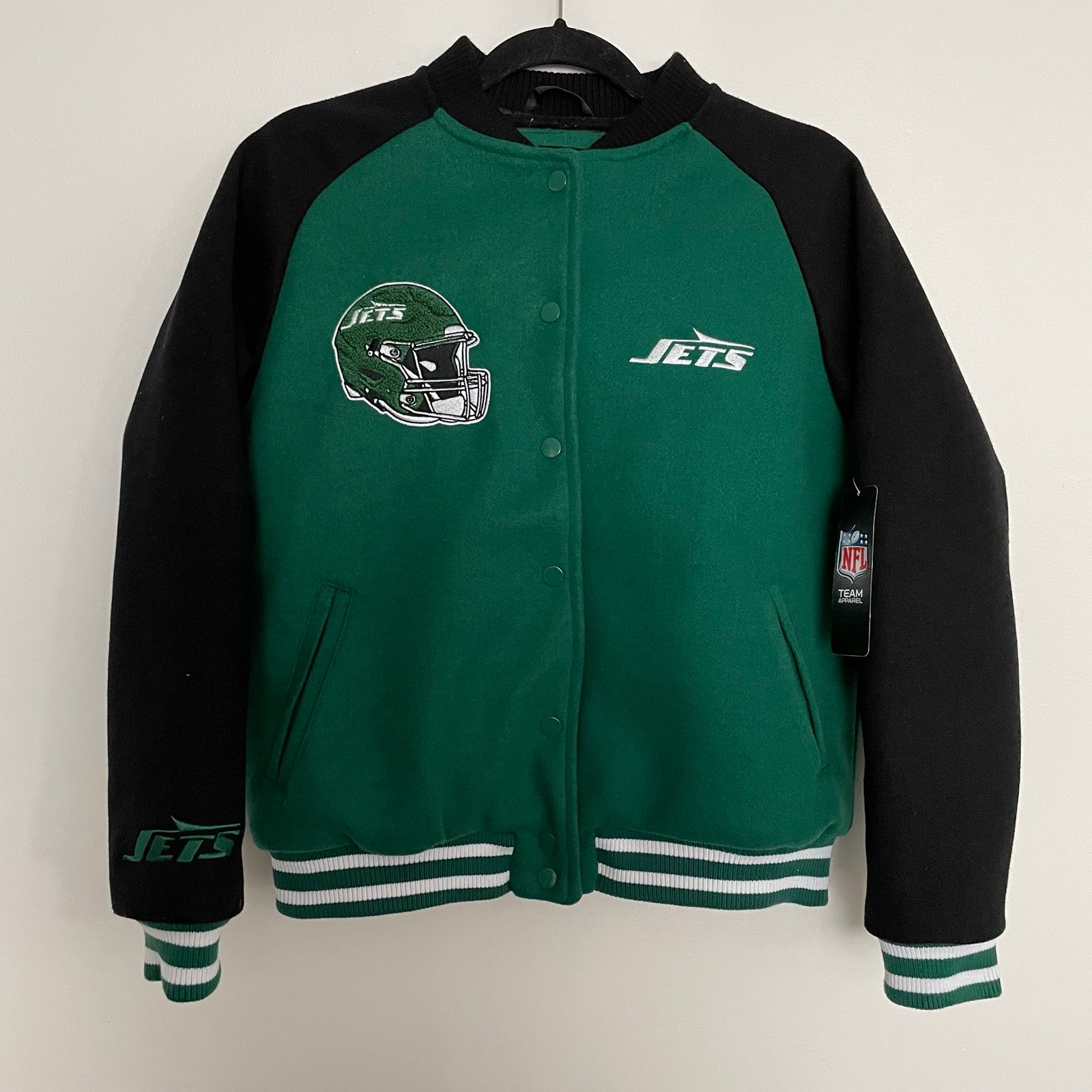 Men’s NFL Team Apparel New York Jets Bomber Varsity Jacket Size Small