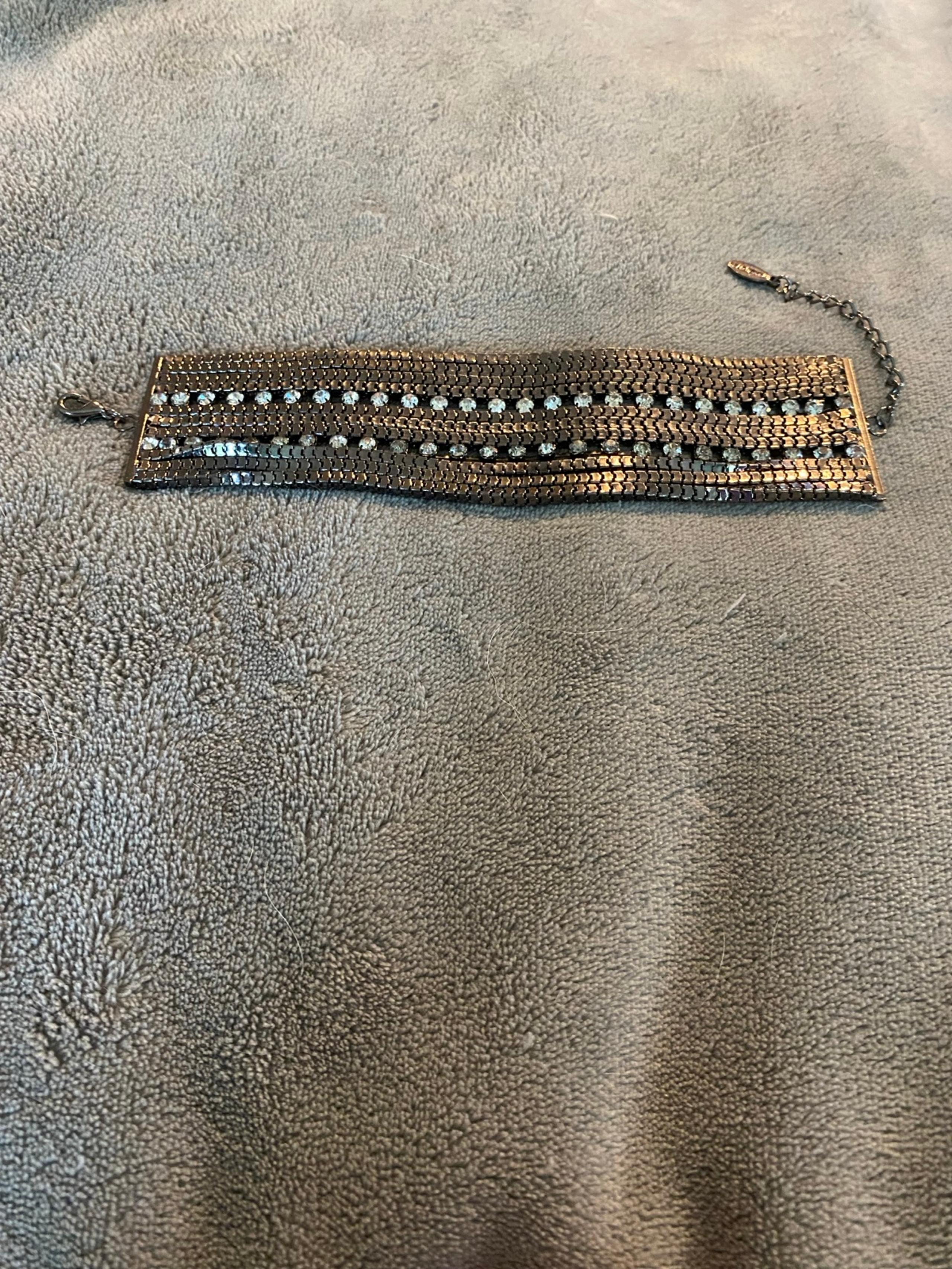 Traci Lynn silver tone mesh rhinestone bracelet