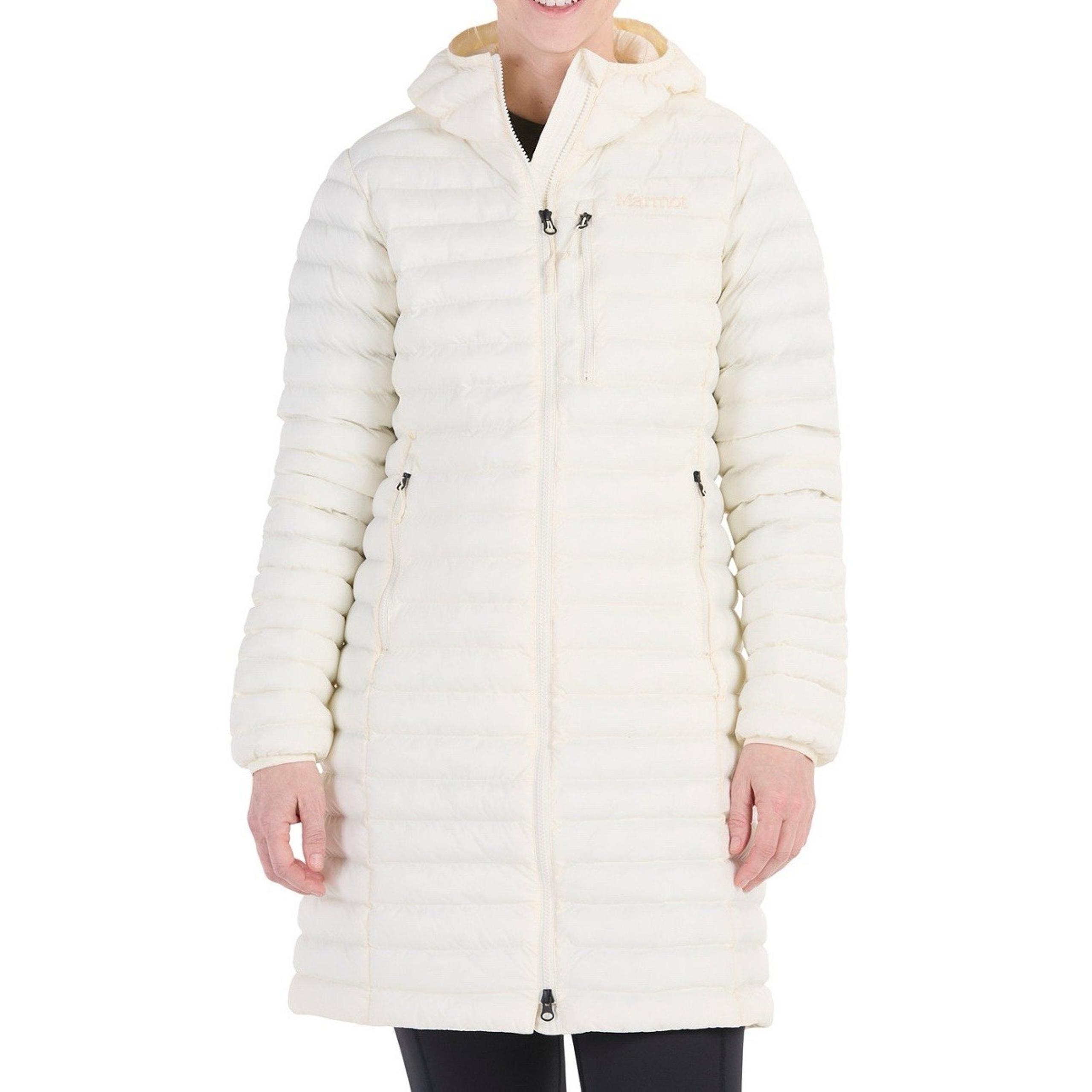 Marmot Women's Echo Featherless Puffer Jacket Long Hooded Cream LARGE NEW $250
