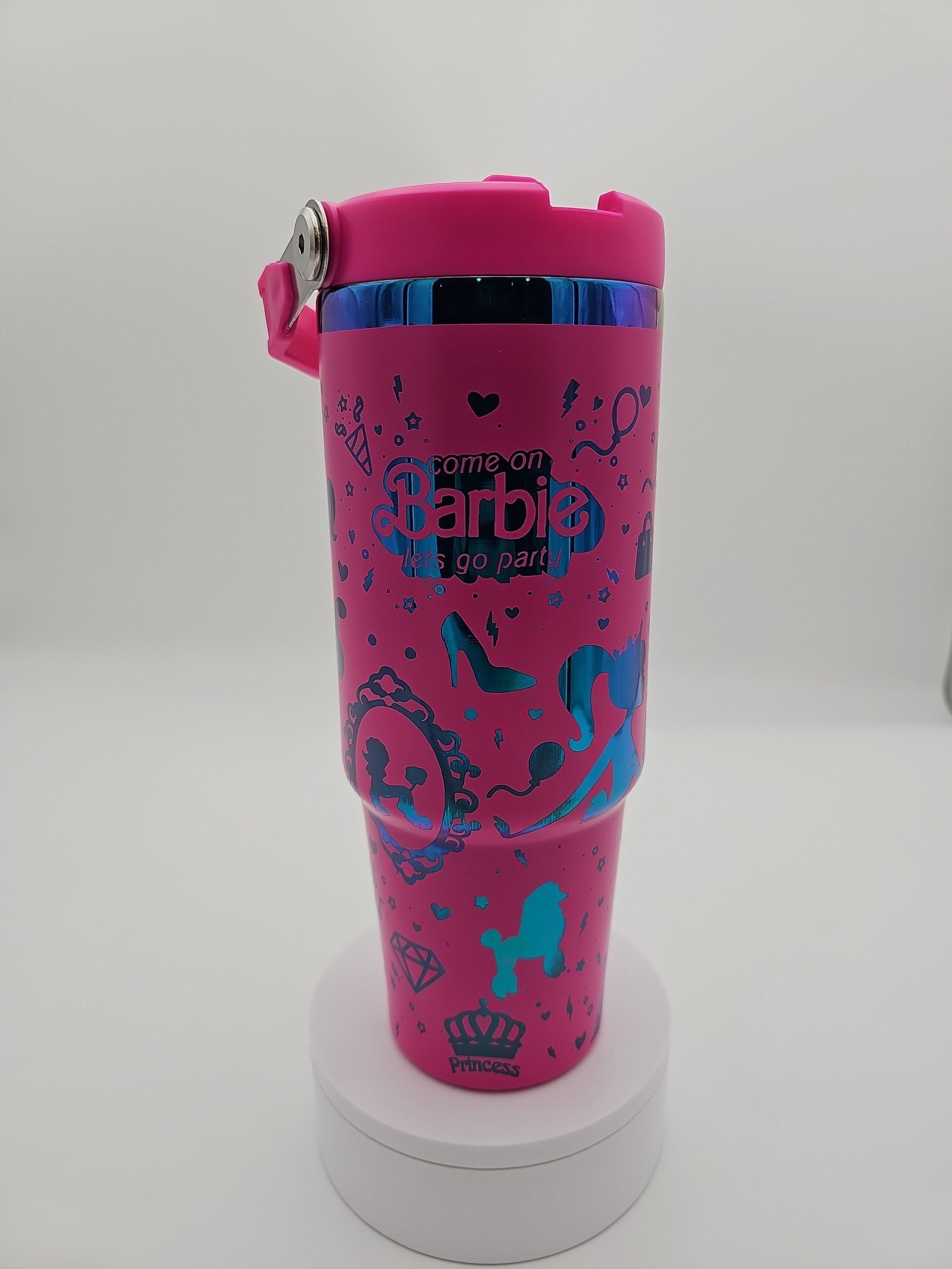 30oz stainless steel laser engraved tumbler Barbie theme