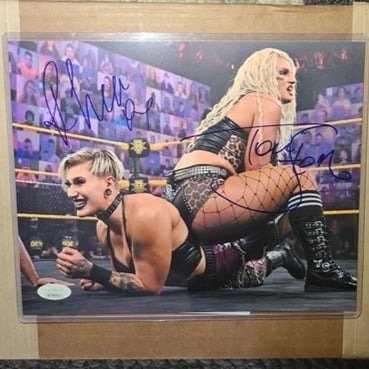 WWE AEW TONI STORM RHEA RIPLEY SIGNED 8X10 PHOTO DUAL AUTOGRAPHED JSA WITNESSED