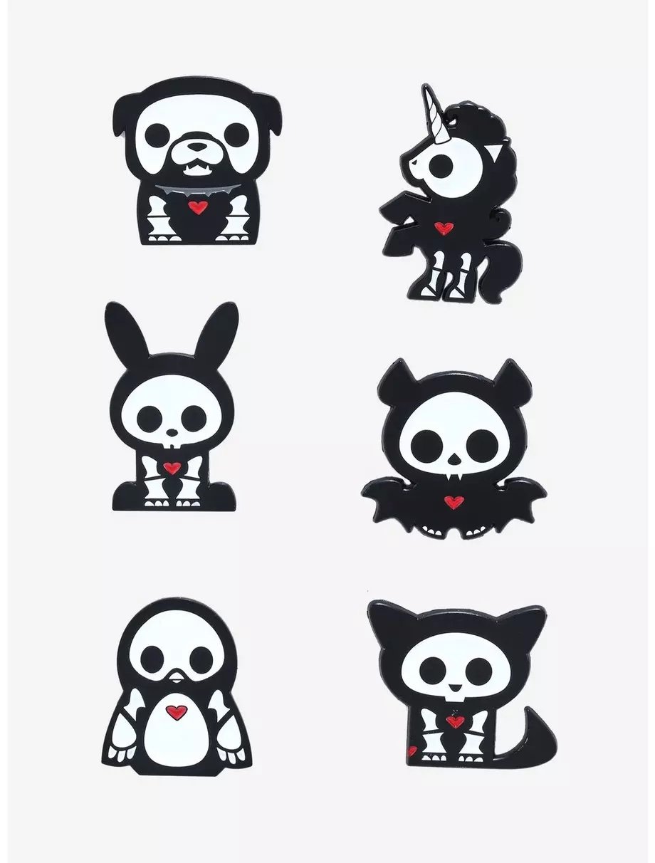 Skelanimals Mystery Blind Bag Enamel Pins Complete Set