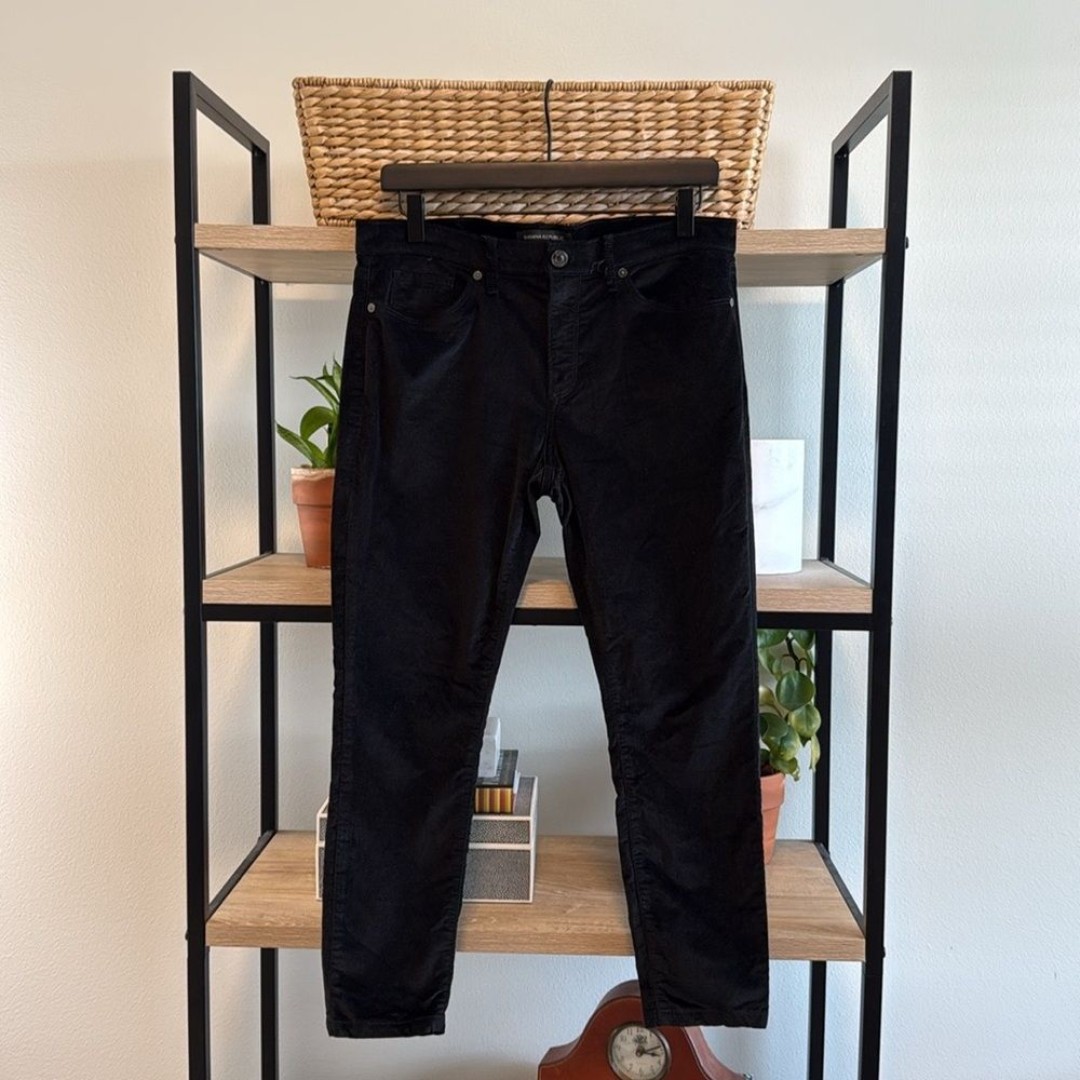 Banana Republic Velour Cropped Mid-Rise Black Stretch Woven Jean Pants, 29P