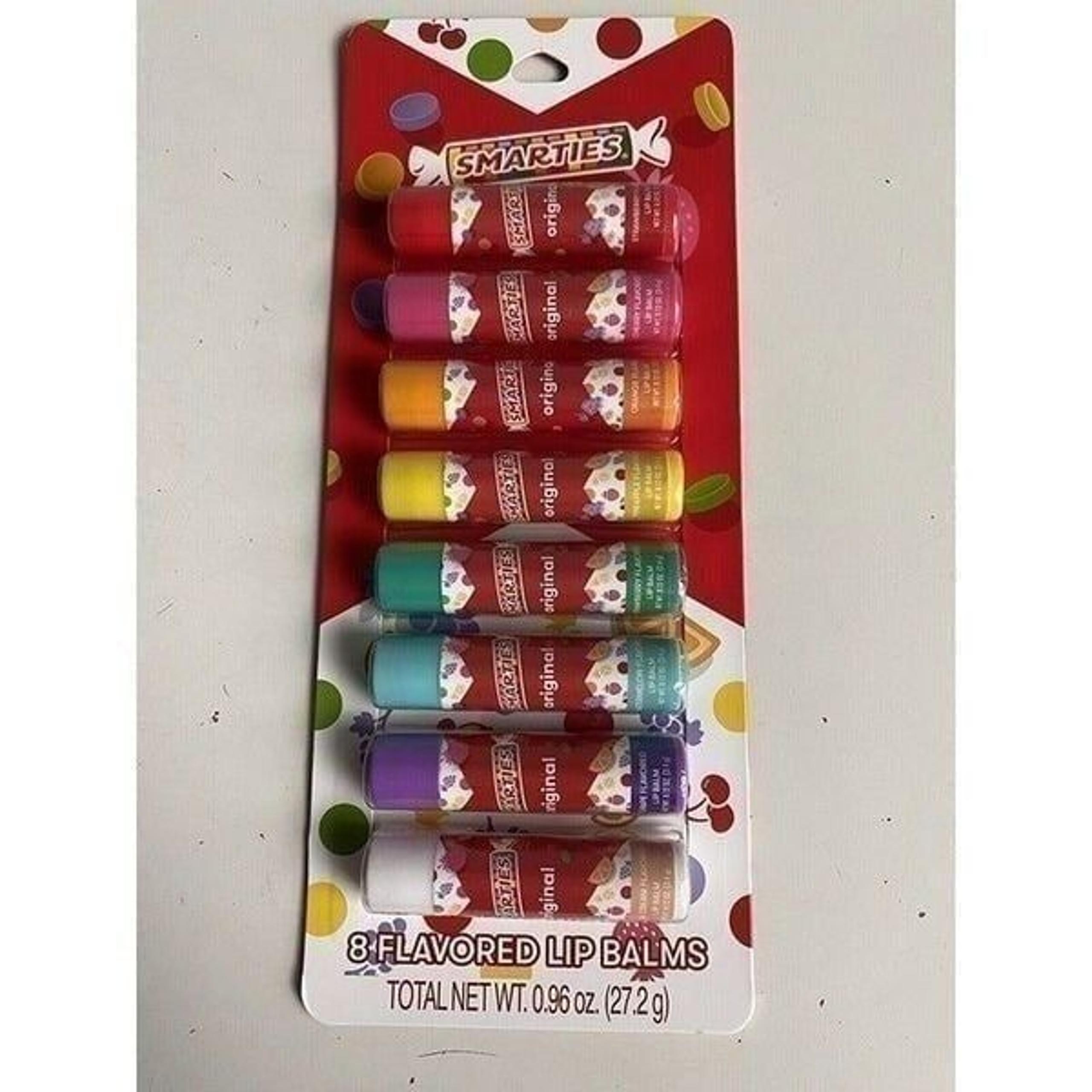 8 Pack TASTE BEAUTY  SMARTIES FLAVORED Lip Balms Assorted Fruit Flavors NEW