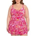 NWT SWIM SOLUTIONS Tummy Control Plus Size Bow Front Swim Dress Pink Size 16W