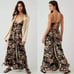 Free People Dainty Cottage Floral Linen Wide Leg One Piece Jumpsuit XS Ruffle