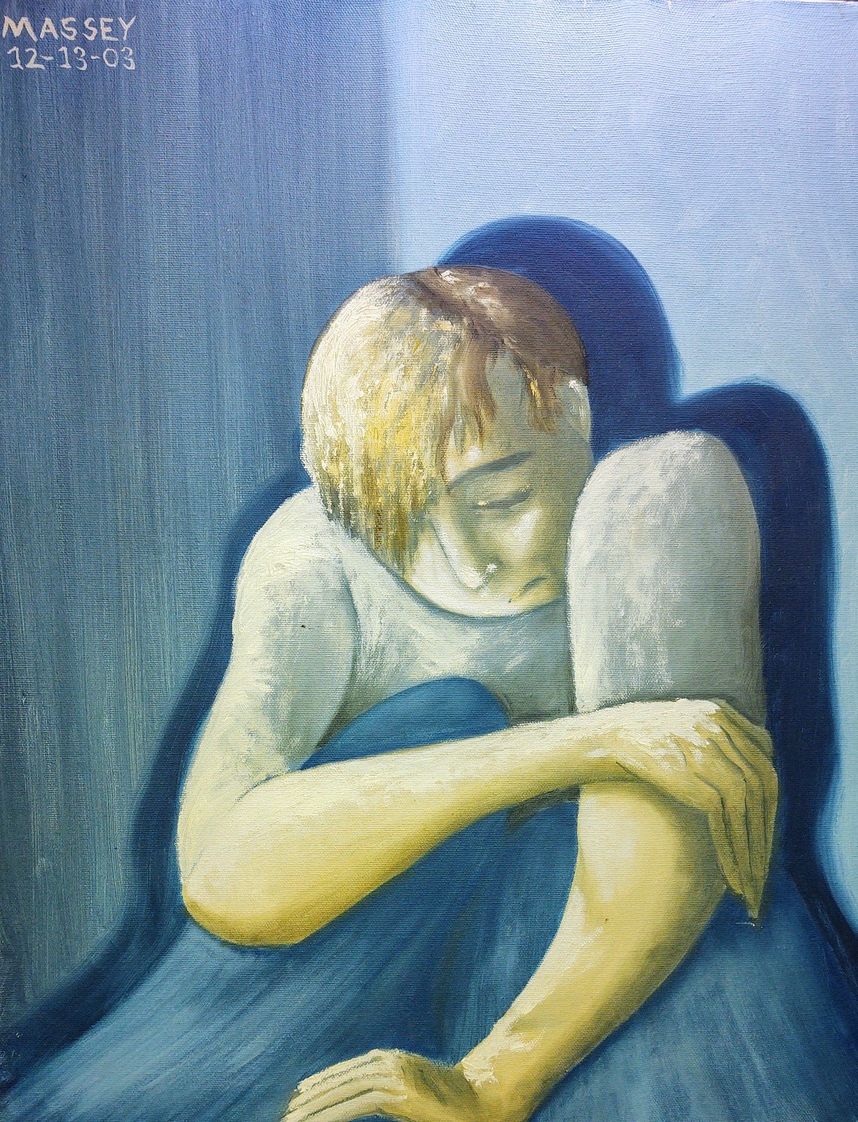 Titled ' Sadness ' Oil on canvas.