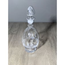 Vintage Leaded Glass Decanter, Etched Grapes & Leaves, 9 inches