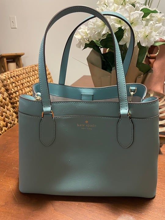 Kate Spade New York Women's Sienna Refined Grain Leather Satchel Bag, Smoky Blue