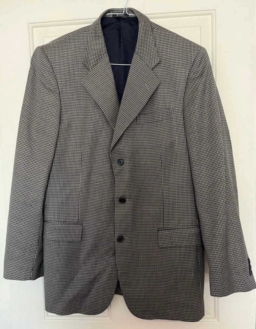 Men's Cambridge Sport Coat Color Taupe/Black Size 42 See Photo for measurements