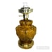 Vintage Quilted Amber Glass Brass Electric Hurricane Style MCM Table Lamp AS IS