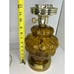 Vintage Quilted Amber Glass Brass Electric Hurricane Style MCM Table Lamp AS IS