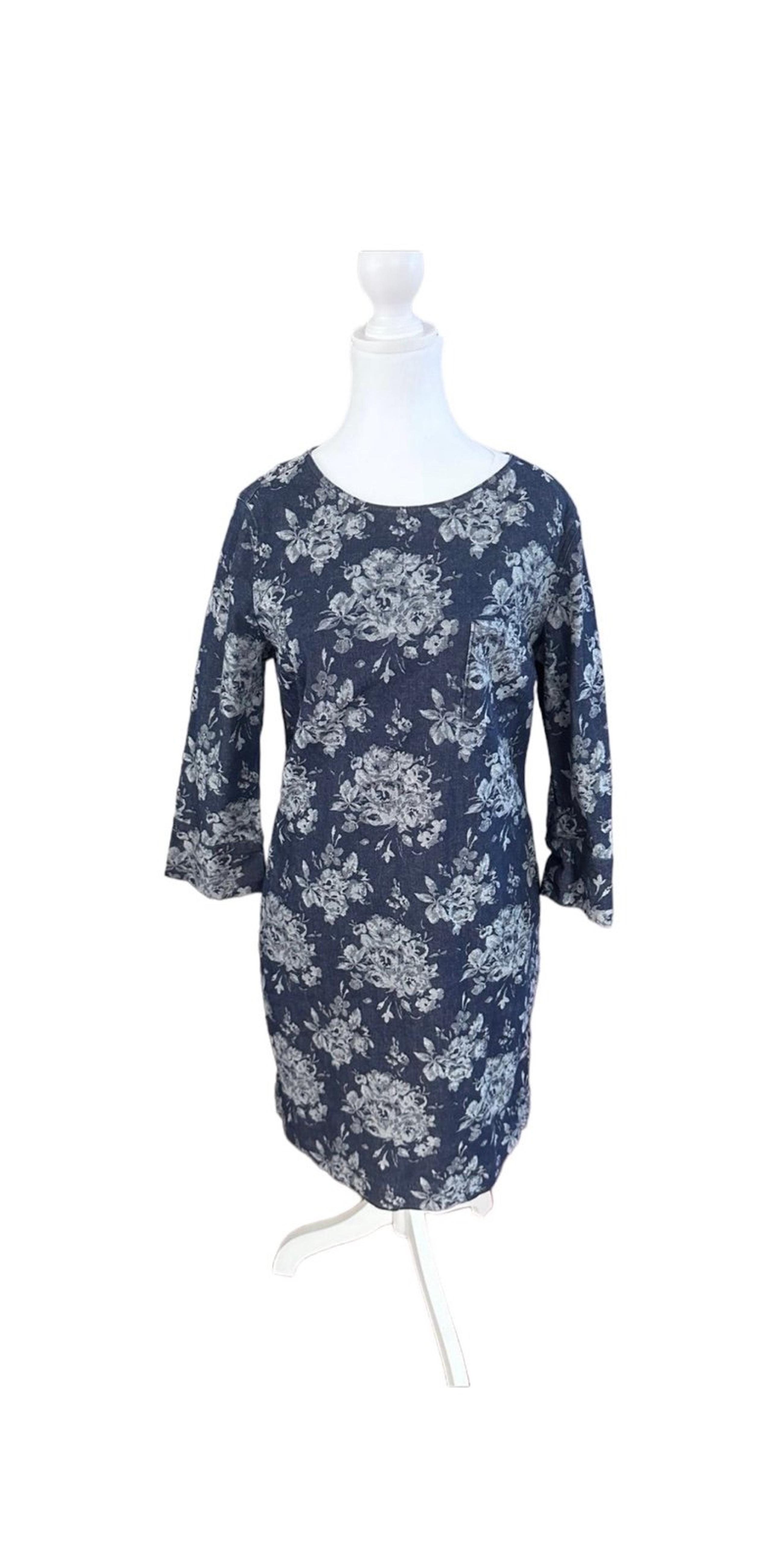 Womens Gap Floral Denim Dress size 8 Tall