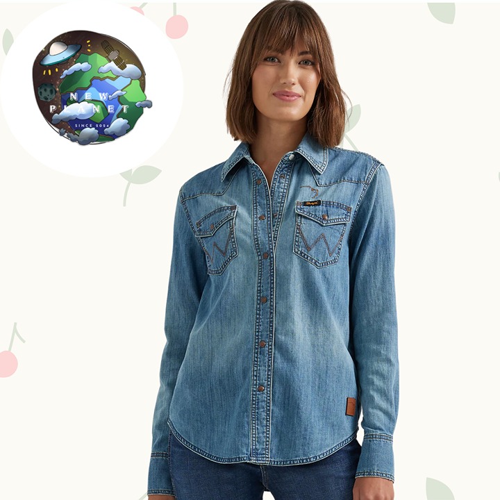 NWT WRANGLER BUFFALO TRACE™ WOMEN'S REVIVAL SHIRT Clr: Indigo Sz: XL WR80