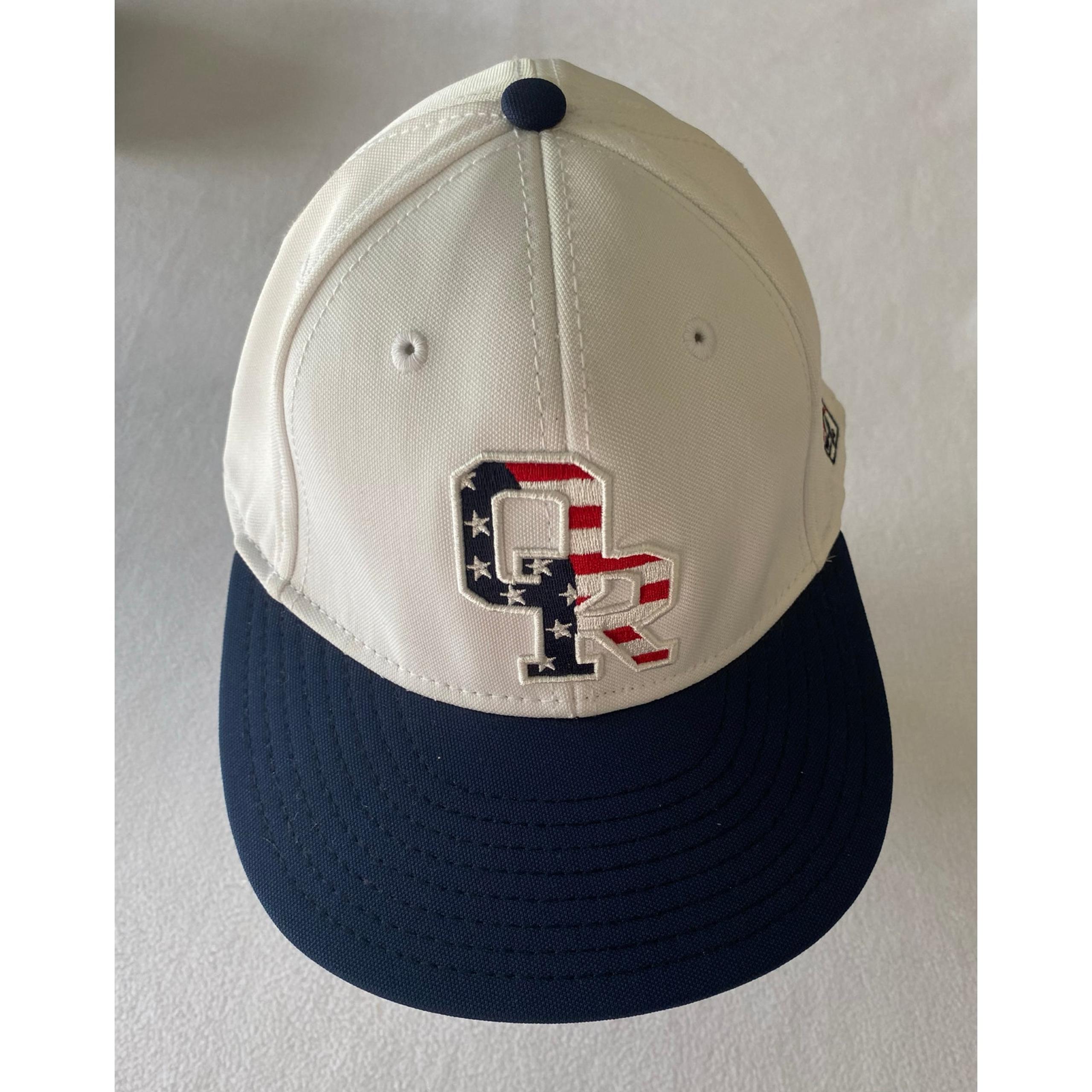 GAMETEK II White/Navy Fitted Baseball Cap Embroidered 'OR’ - Size 7 3/8 EUC