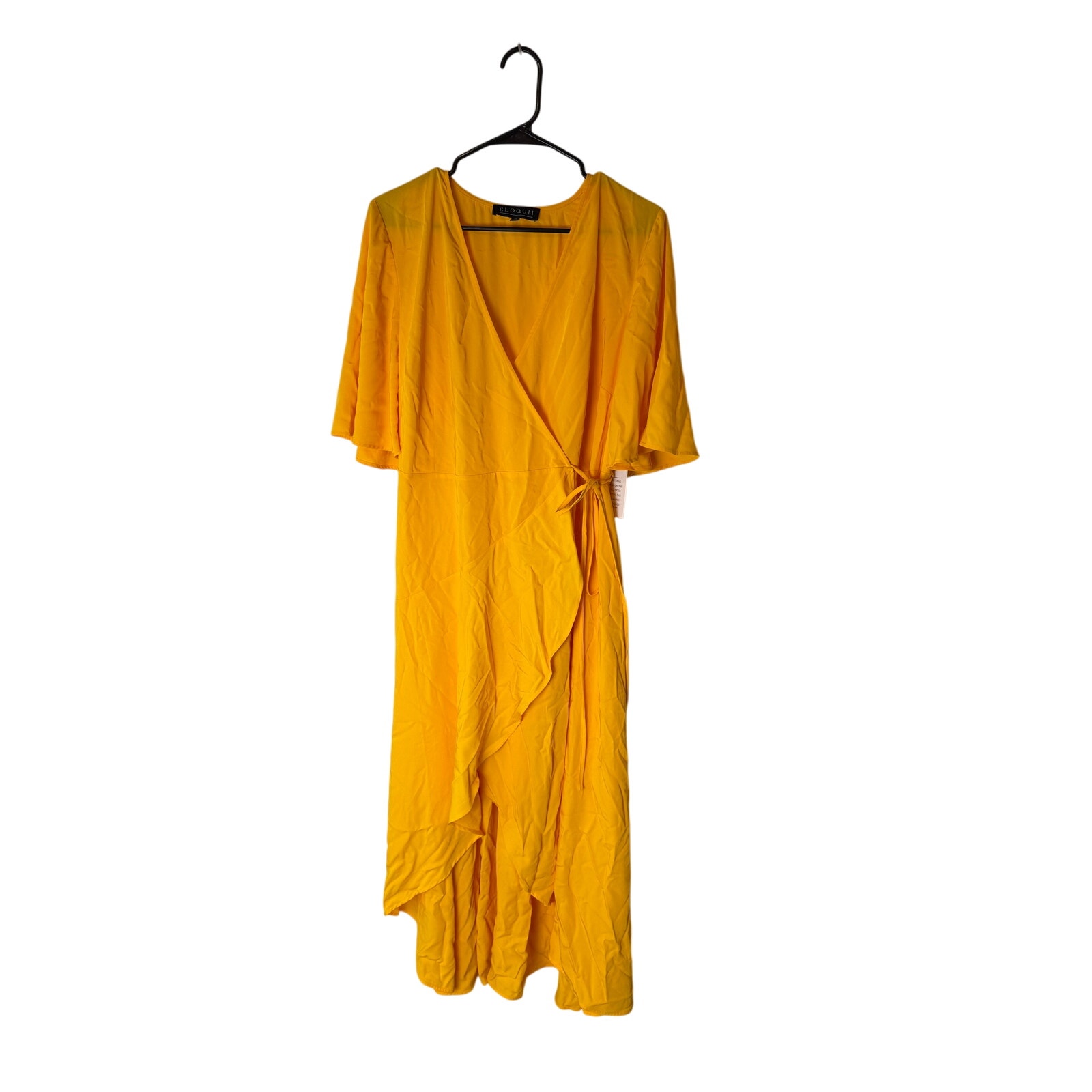 NWT Eloquii Wrap Dress High Low Hem Flutter Sleeve Size 14