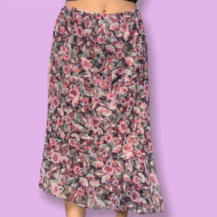 floral mesh skirt