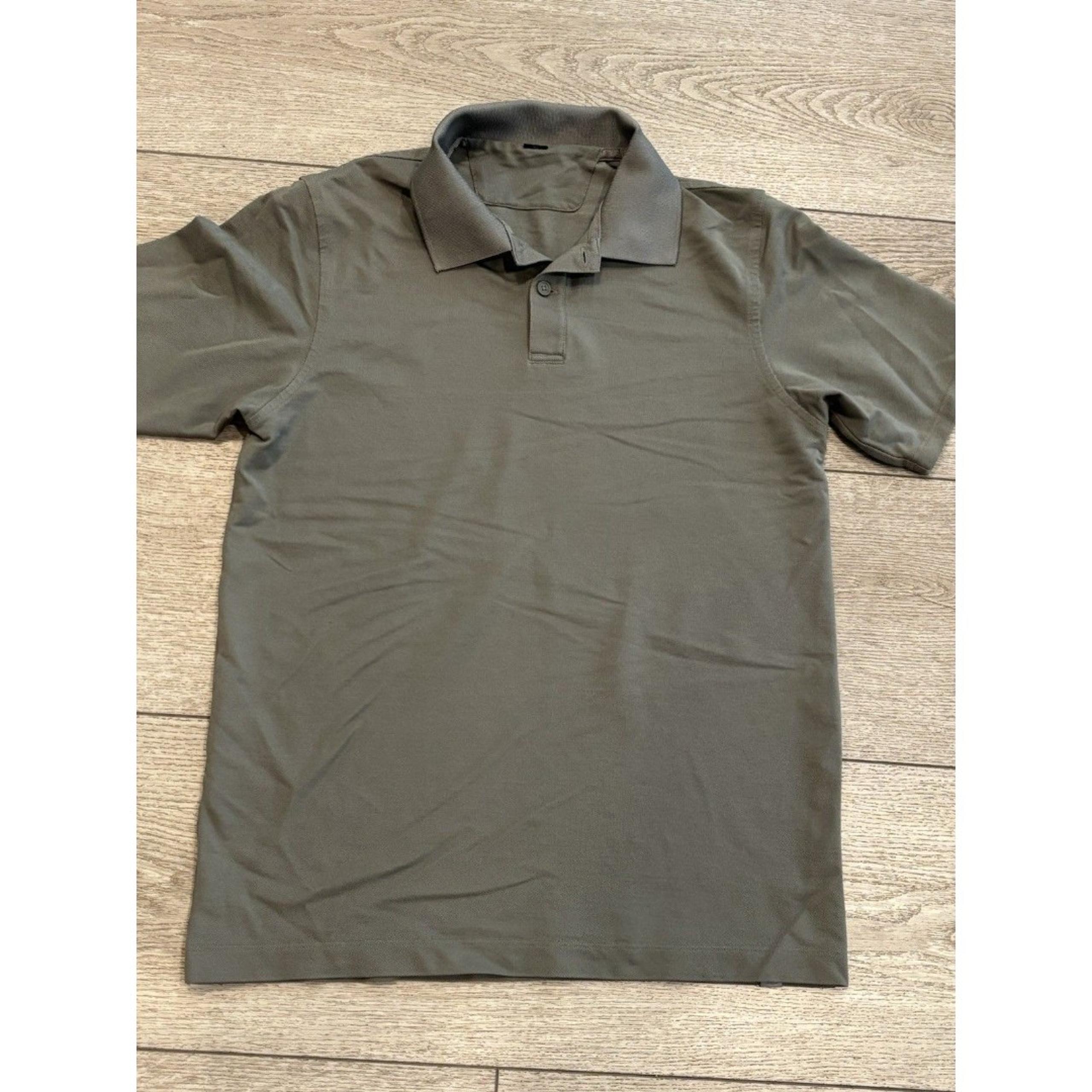 Lululemon Live In Practice Brown Green Golf Tech Polo Shirt Men Small Athletic