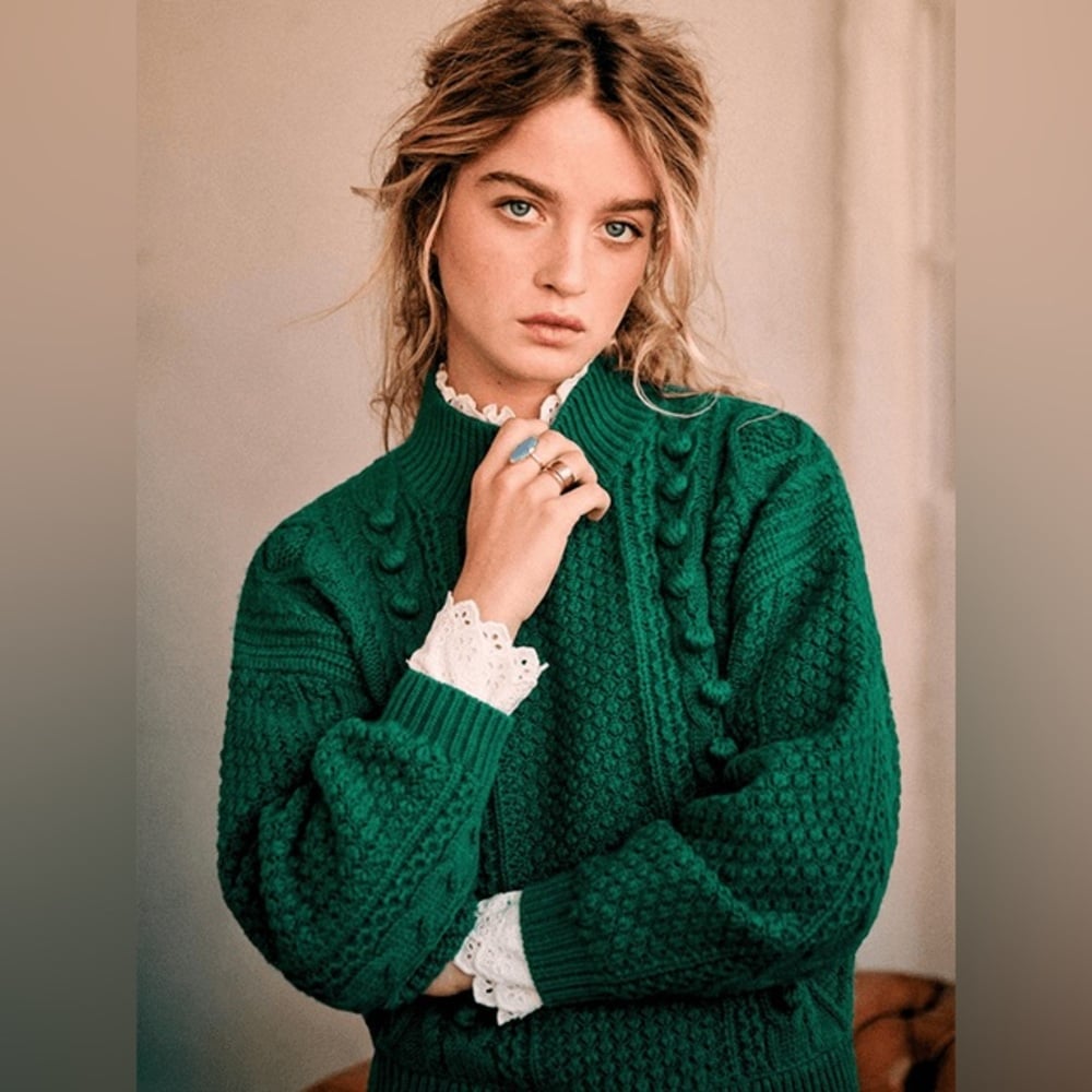 NWT Sézane Emerald Green Amaury Sweater Sz XS