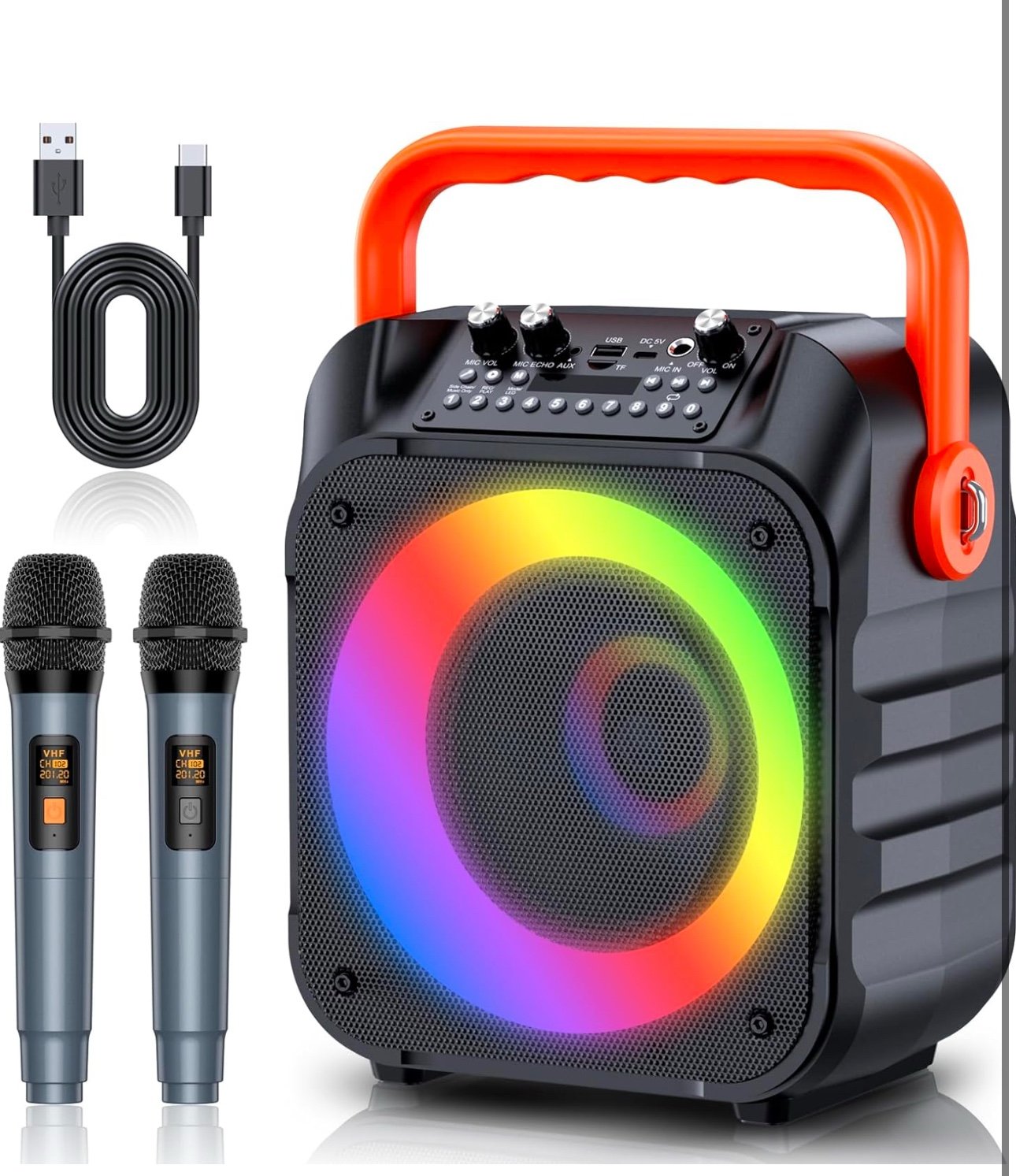 Karaoke Machine with 2 Wireless Microphones,Portable Karaoke Machine for Adults