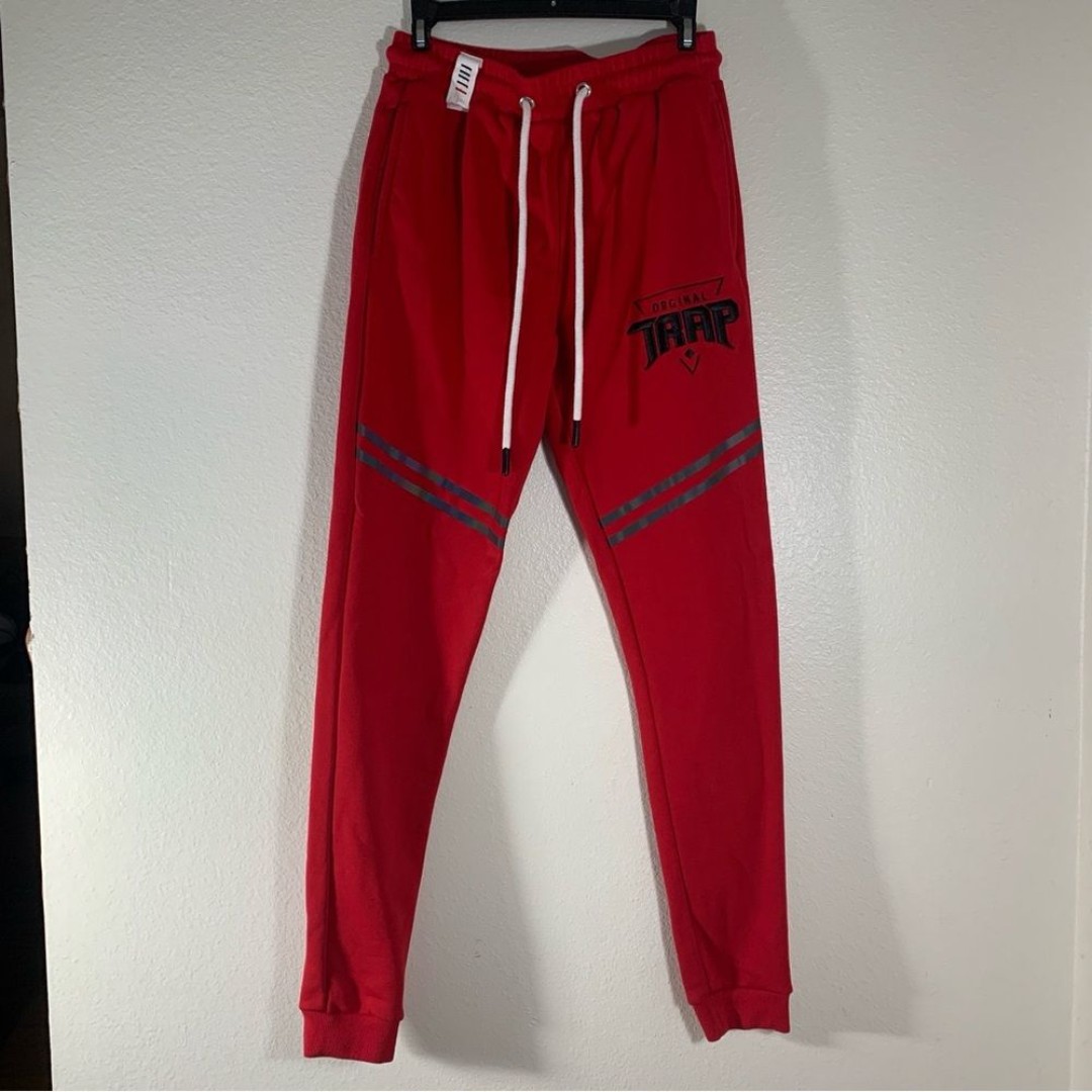 Fifth Loop Men's Trap Red Fitted Athletic Drawstring Casual Joggers Size Medium