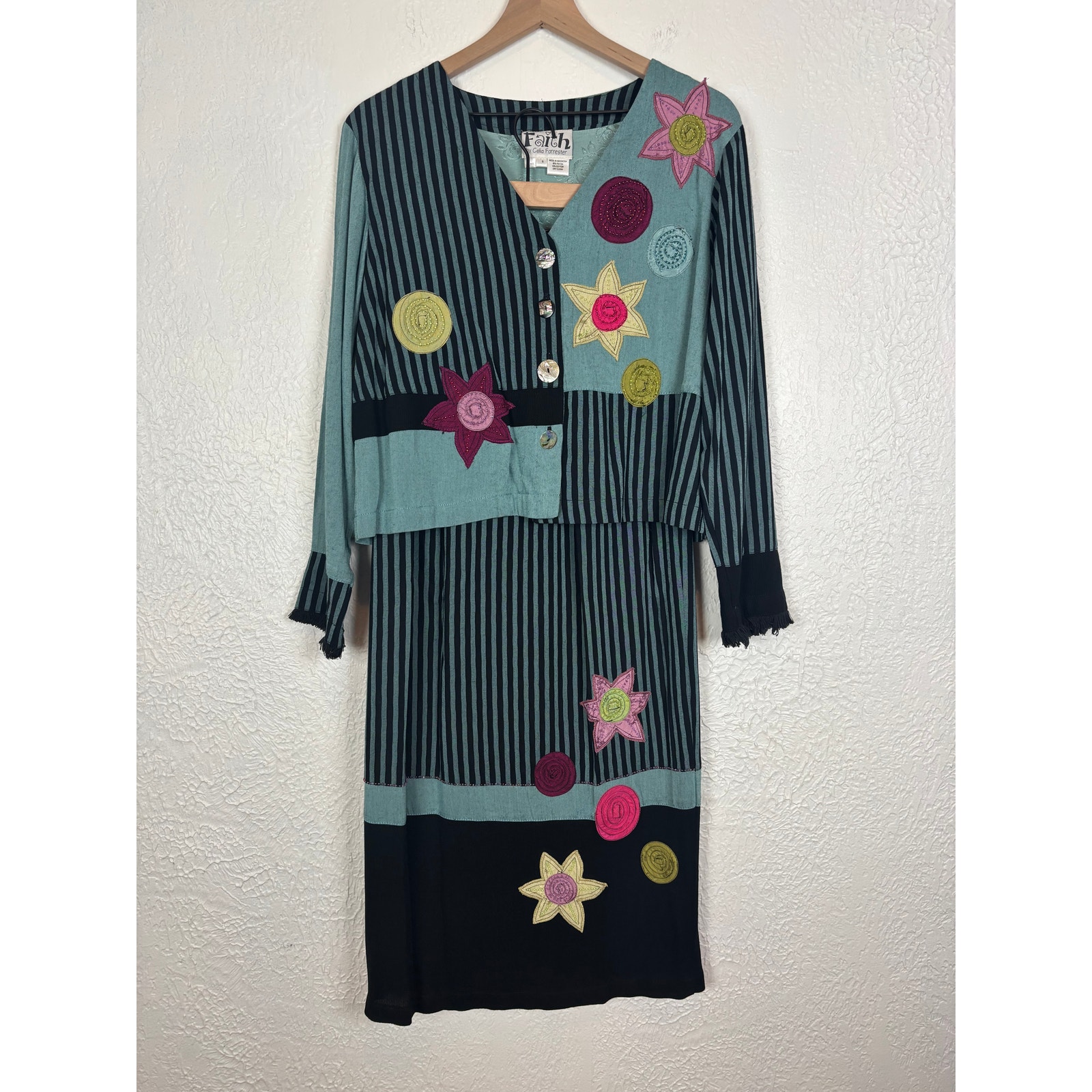 Vintage Faith by Celia Forrester 2 Piece Embroidered Skirt Set Size XS/ Small
