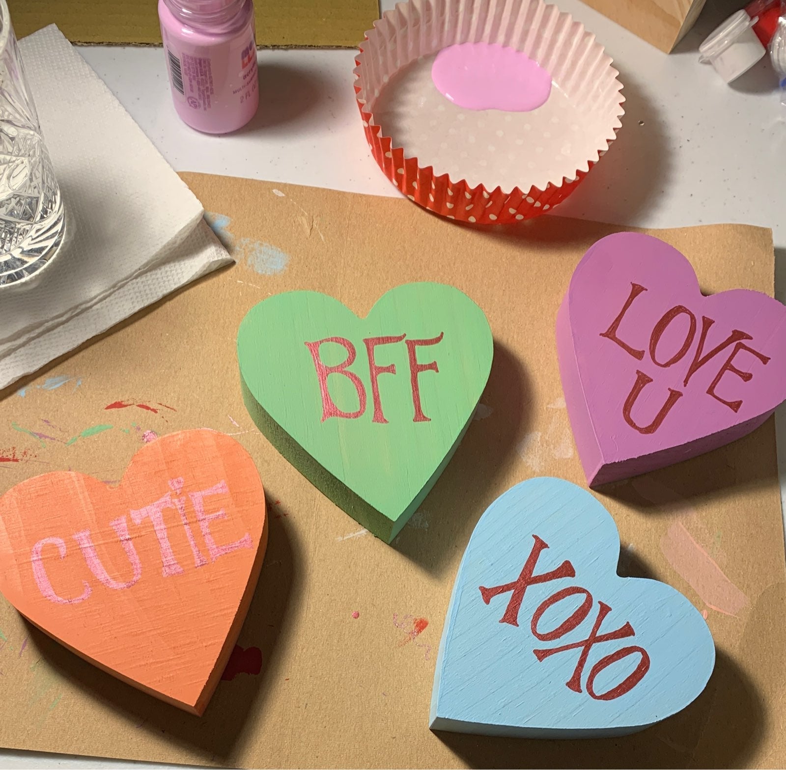 Valentines Conversation Wood Hearts