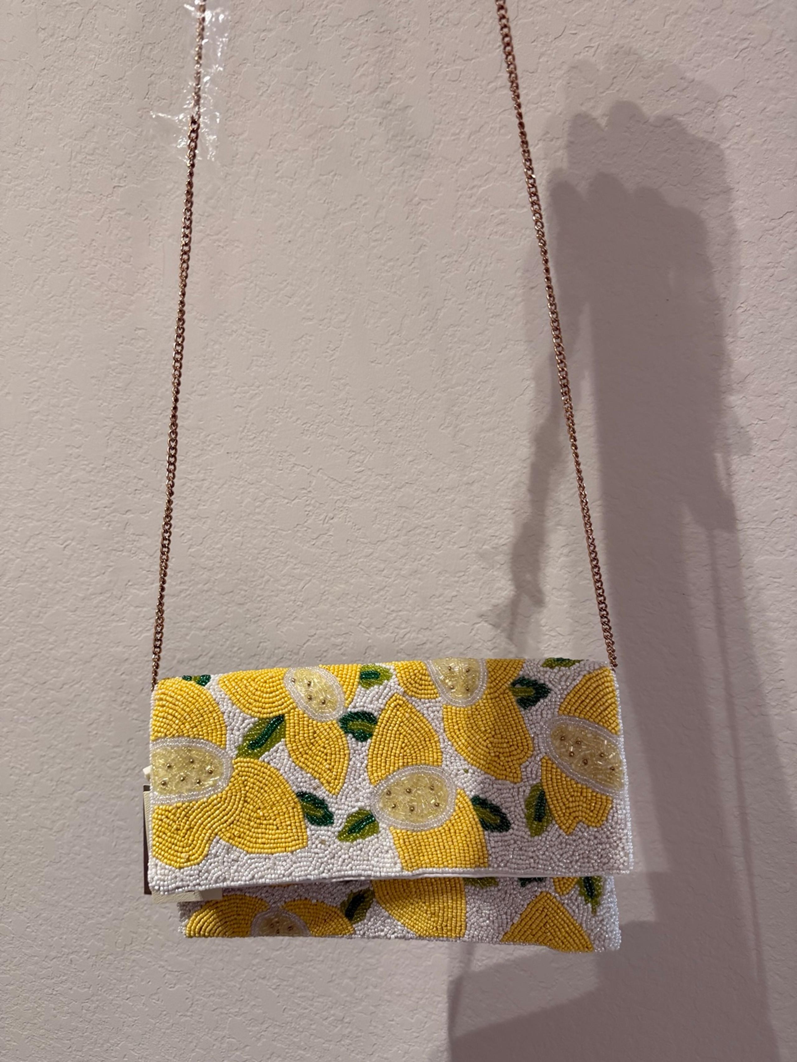 Antik Kraft Beaded Lemon Clutch/Crossbody Bag