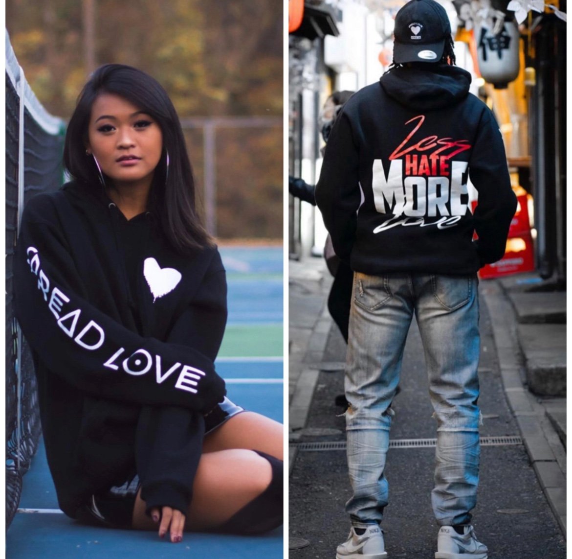 LESS HATE MORE LOVE HOODIE - Spread Love Supply Co. - Black - Size XL - NEW