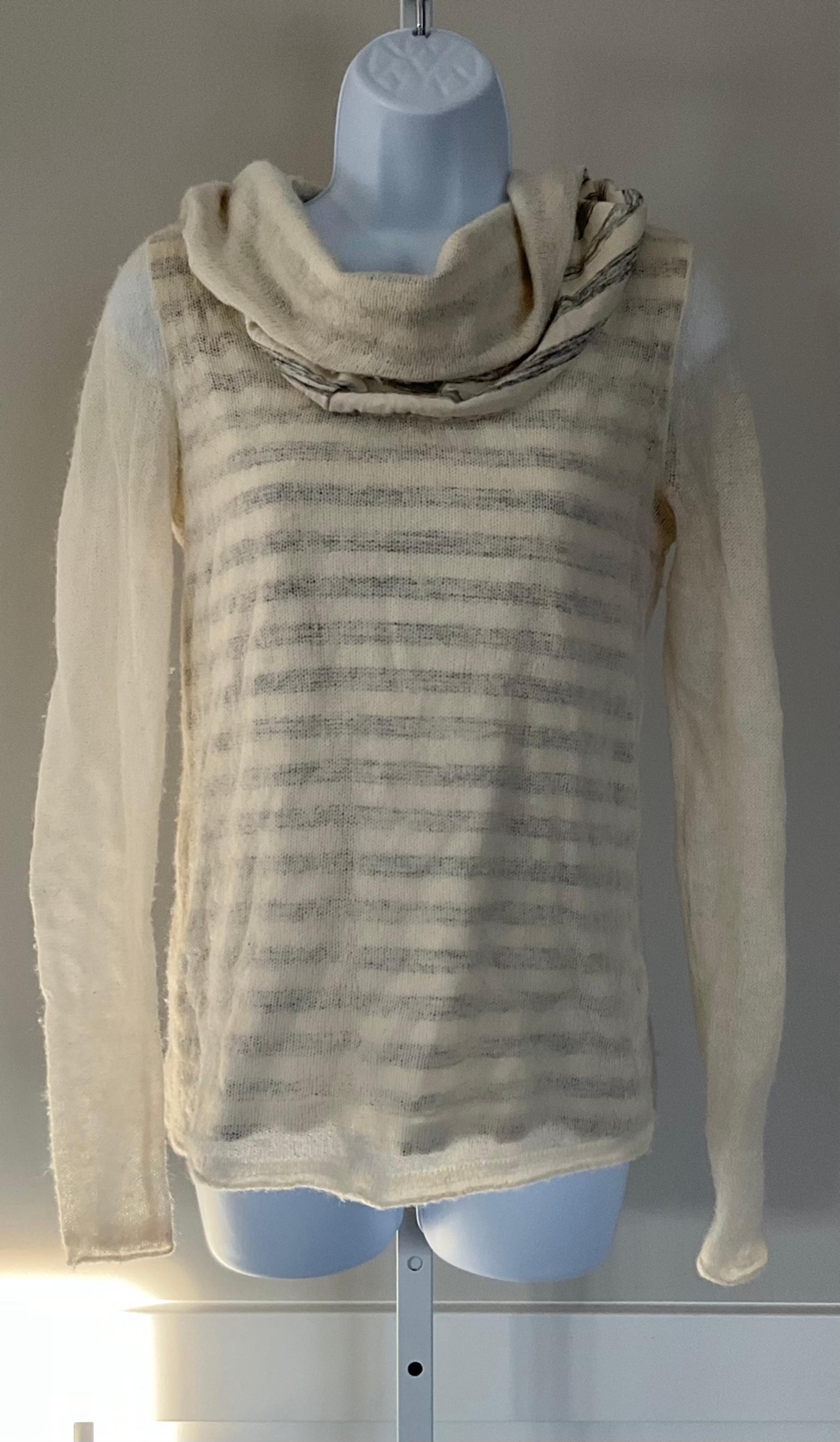 MOTH Anthropologie Alpaca Blend Ivory Gray Layered Cowl Neck Sweater.
Size XS.