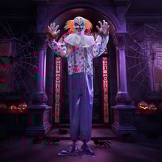65 Halloween Hanging Clown Decoration, Neon Face Animated LED