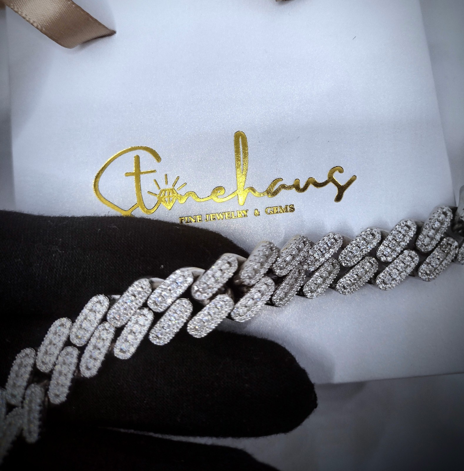 13mm Channel Prong Set Moissanite Cuban Link Bracelet
